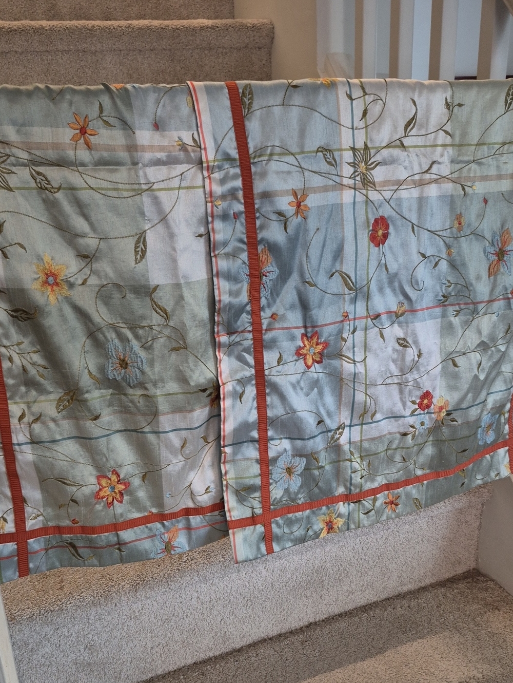 Two Posies And Plaid King Size Pillow Shams